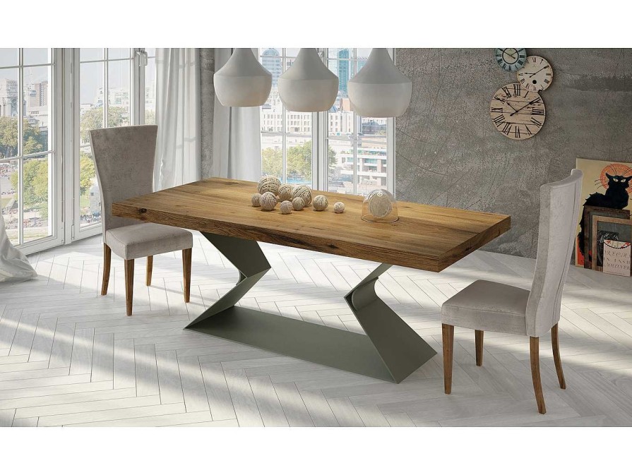 Mesas Merkamueble | Mesa Comedor Rectangular Con Tapa Madera Y Pata Con Forma Met Lica Fresno- Metal