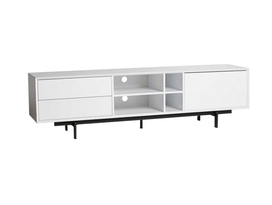 Salones Merkamueble | Mueble Tv Con Puerta Y Cajones Color Blanco