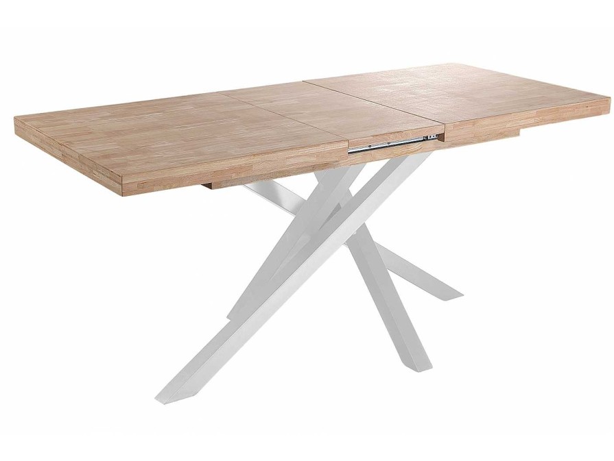 Salones Merkamueble | Mesa Comedor Extensible Color Roble Nordish Y Blanco 140 - 180 - 220 X 90 Cm