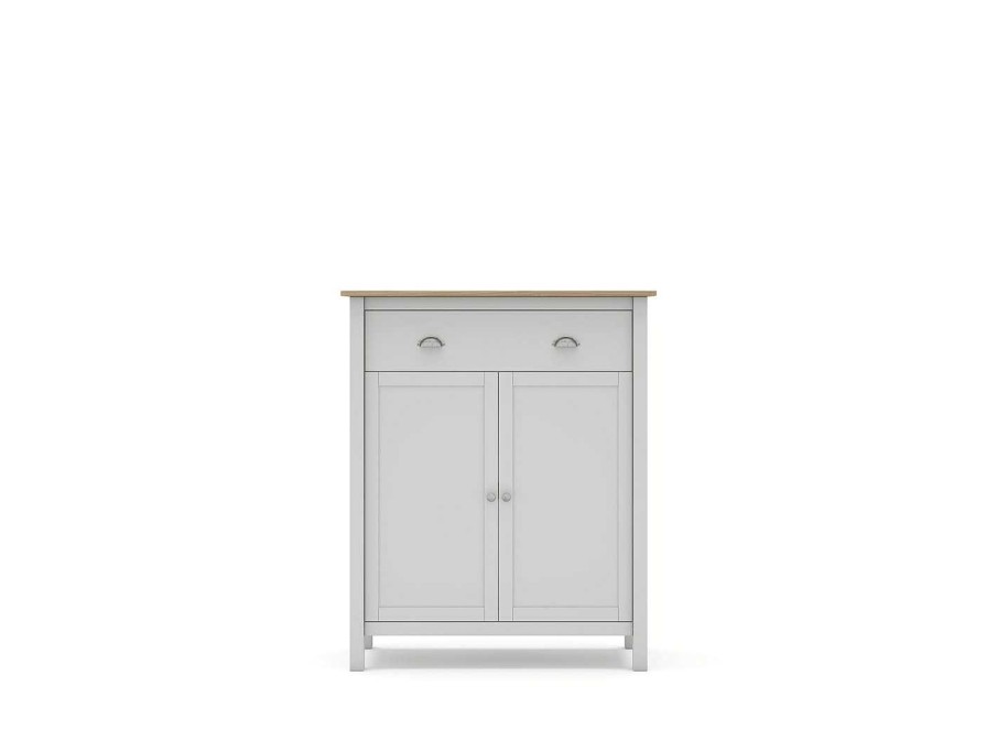 Auxiliares Merkamueble | Mueble Auxiliar Con Puertas Y Caj N Color Blanco-Roble