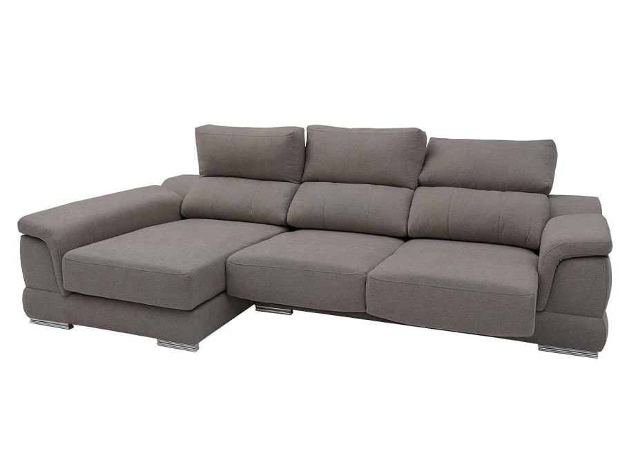 Sof S Merkamueble | Chaise Longue Izquierdo Con Asientos Deslizantes Tapizado Gris