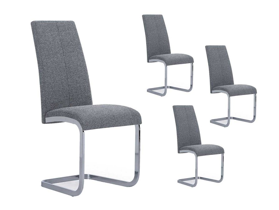 Salones Merkamueble | Pack 4 Sillas Comedor Tejido Gris-Cromo