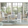 Salones Merkamueble | Conjunto De Mesa Y Sillas Tapizadas Color Blanco Y Gris Claro