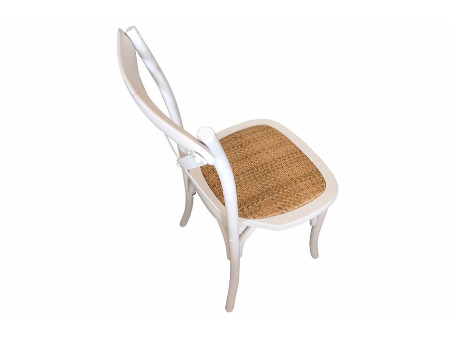 Salones Merkamueble | Pack 2 Sillas Comedor Madera Color Blanco-Rattan