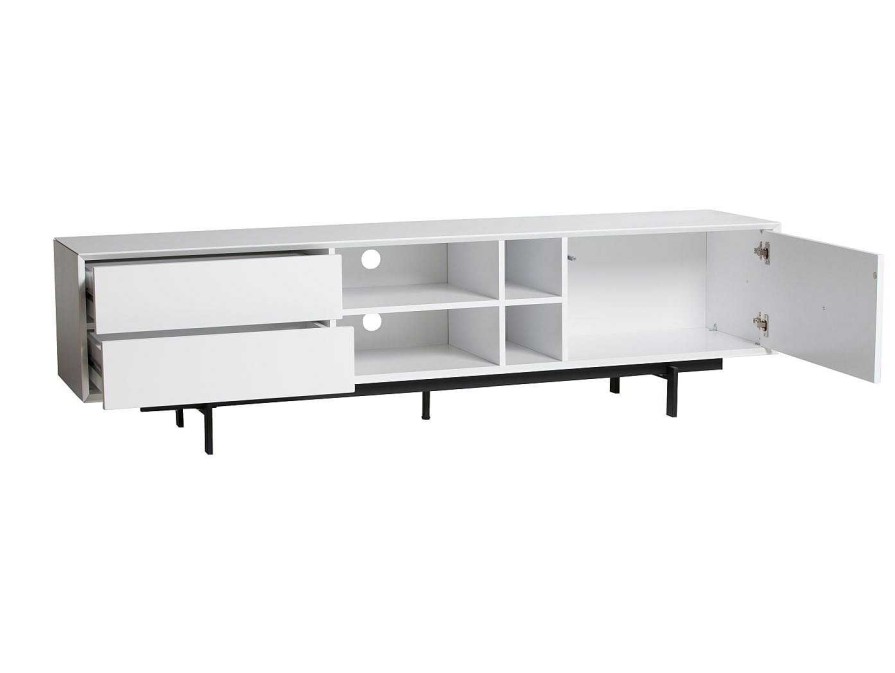 Salones Merkamueble | Mueble Tv Con Puerta Y Cajones Color Blanco