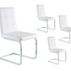 Salones Merkamueble | Pack 4 Sillas Comedor S Mil Piel Color Blanco-Cromo