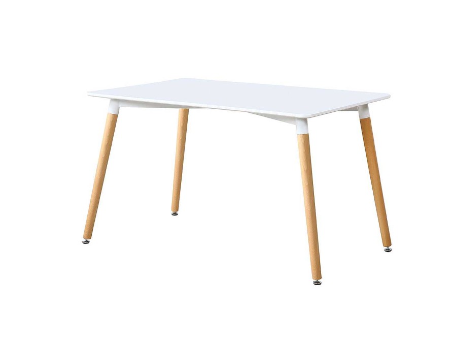 Salones Merkamueble | Mesa De Comedor Fija De 120 Cm Color Blanco-Haya