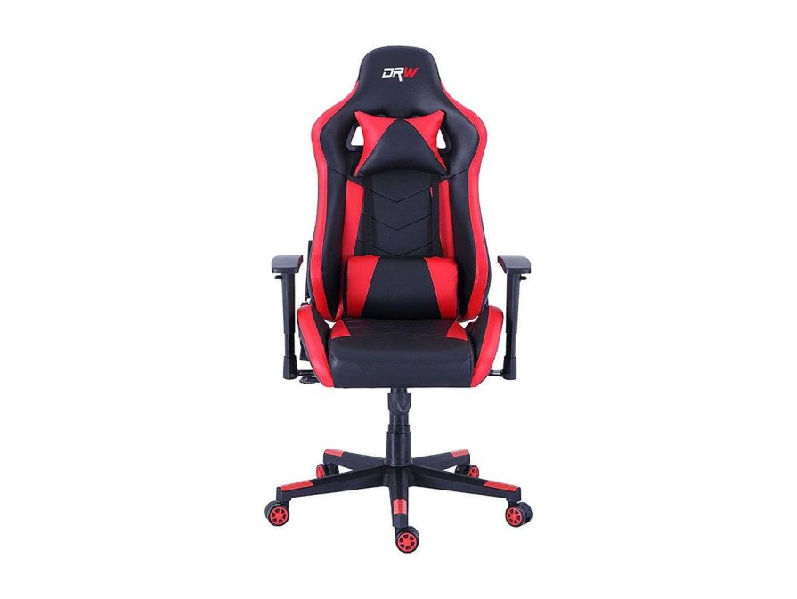 Juveniles Merkamueble | Silla Gaming Reclinable Y Giratoria Con Ruedas Antirayas Color Negro-Rojo