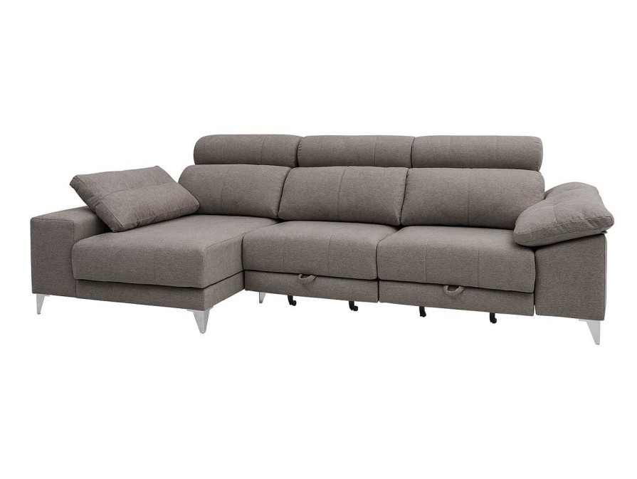 Sof S Merkamueble | Chaise Longue Izquierdo Con Asientos Deslizantes De Carro Tapizado Gris