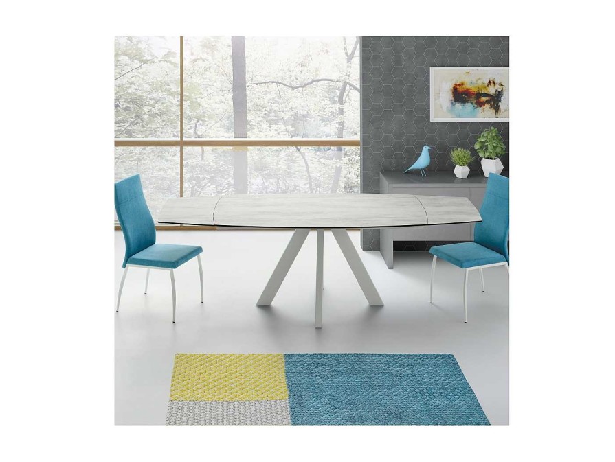 Mesas Merkamueble | Mesa Comedor Extensible Con Tapa Cristal Y Laminado Hpl Color Blanco