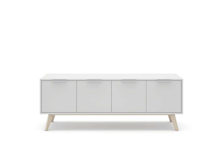 Salones Merkamueble | Mueble Tv 4 Puertas Color Blanco-Cera Blanca