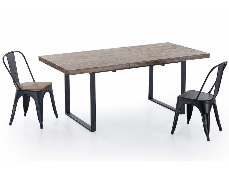 Salones Merkamueble | Mesa Comedor Extensible Natural Roble American-Negro