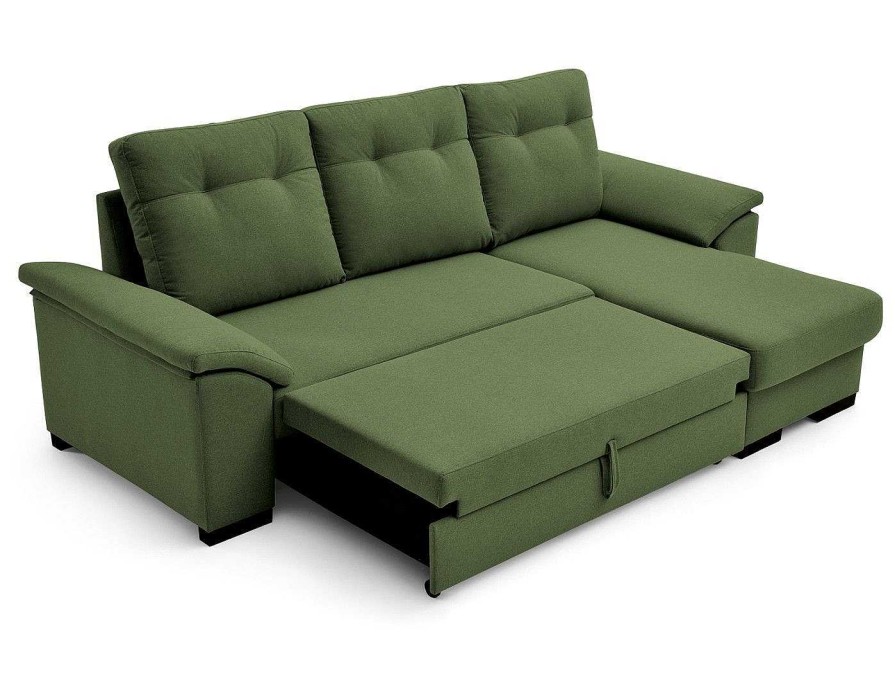 Sof S Merkamueble | Sof Cama Chaise Longue Con Sistema De Apertura Arrastre Elevable Tapizado Verde