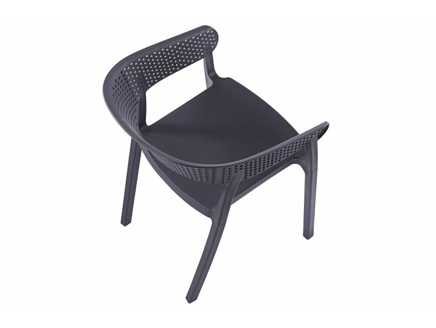 Salones Merkamueble | Pack 4 Sillones Polipropileno Perforado Gris Antracita