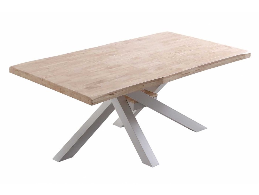 Salones Merkamueble | Mesa Comedor De 180 Cm Tapa Con Forma Color Roble Nordish-Blanco