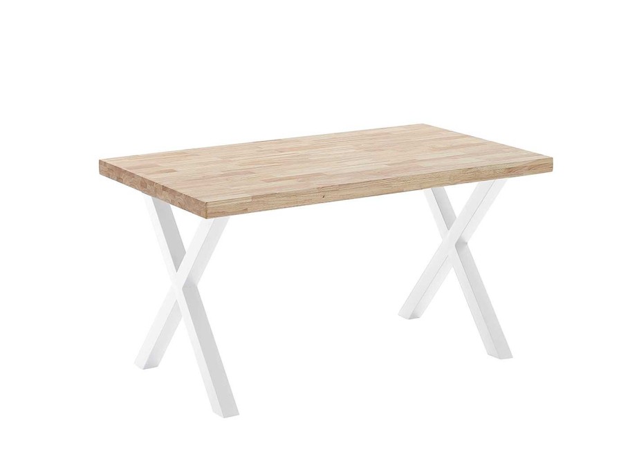 Salones Merkamueble | Mesa De Comedor Fija De 140 Cm Patas En X Color Roble-Blanco