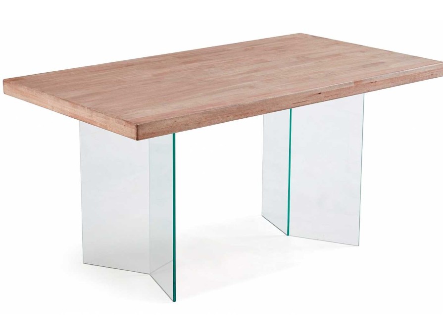 Salones Merkamueble | Mesa Comedor De160 Cm Patas Cristal -V- Color Roble Honey-Cristal