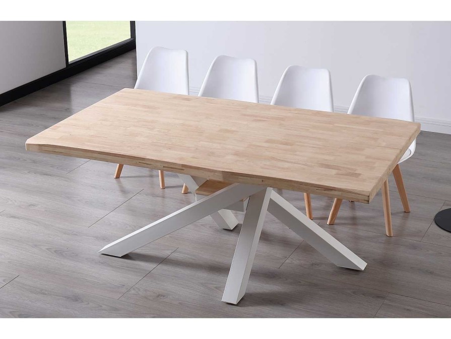 Salones Merkamueble | Mesa Comedor De 180 Cm Tapa Con Forma Color Roble Nordish-Blanco