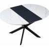 Salones Merkamueble | Mesa Comedor Redonda Extensible De 100 Cm Color Ceramic Blanco-Negro