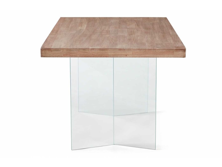 Salones Merkamueble | Mesa Comedor De160 Cm Patas Cristal -V- Color Roble Honey-Cristal