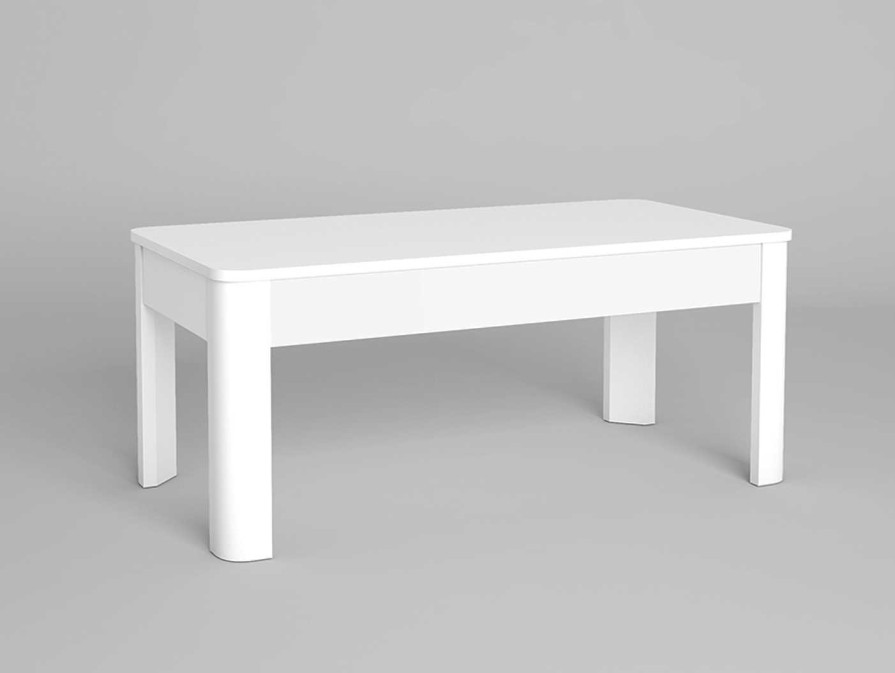 Salones Merkamueble | Mesa De Centro Elevable De 100 Cm Color Blanco Mate