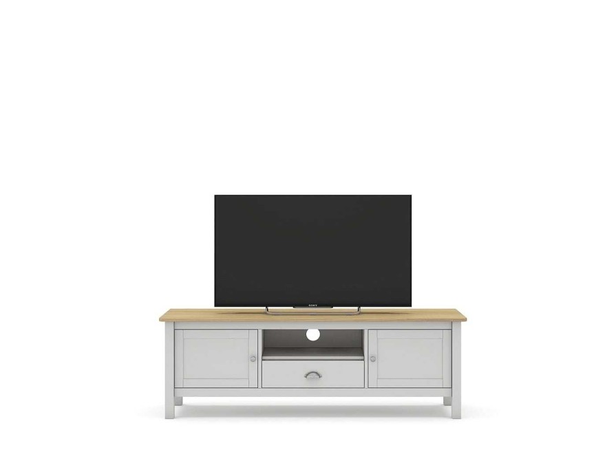 Salones Merkamueble | Mueble Tv Con Puertas, Caj N Y Hueco Color Blanco-Roble