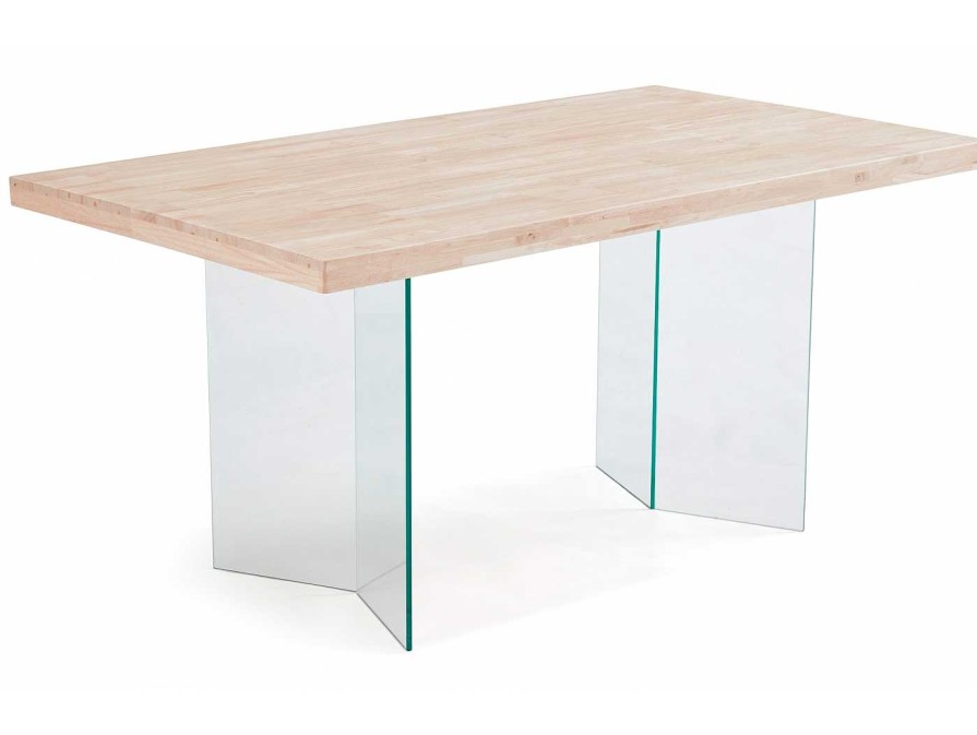 Salones Merkamueble | Mesa Comedor De 160 Cm Patas Cristal -V- Color Roble Nordish-Cristal