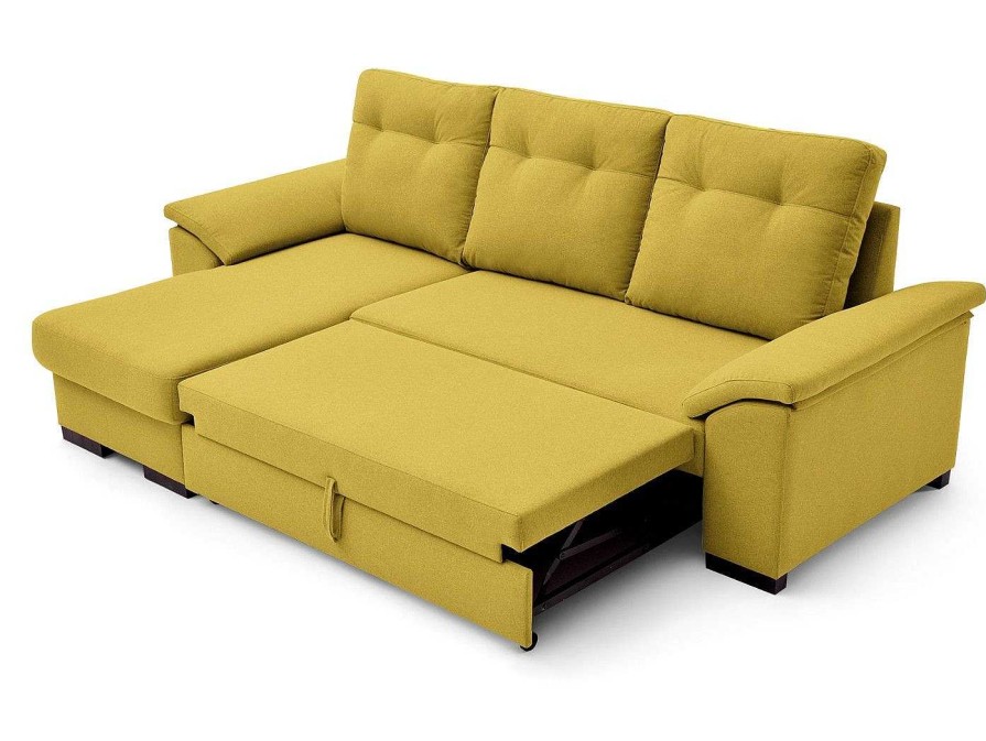 Sof S Merkamueble | Sof Cama Chaise Longue Con Sistema De Apertura Arrastre Elevable Tapizado Amarillo