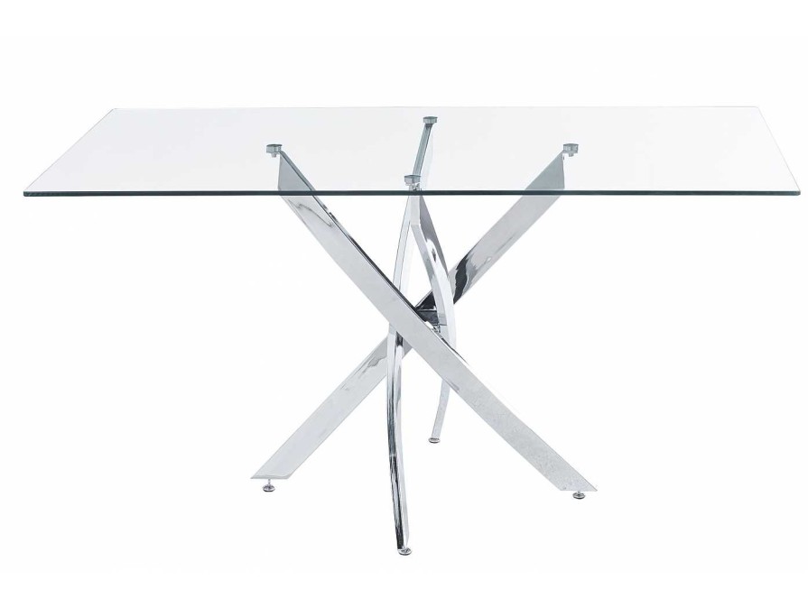 Salones Merkamueble | Mesa Comedor Rectangular Cristal-Cromo