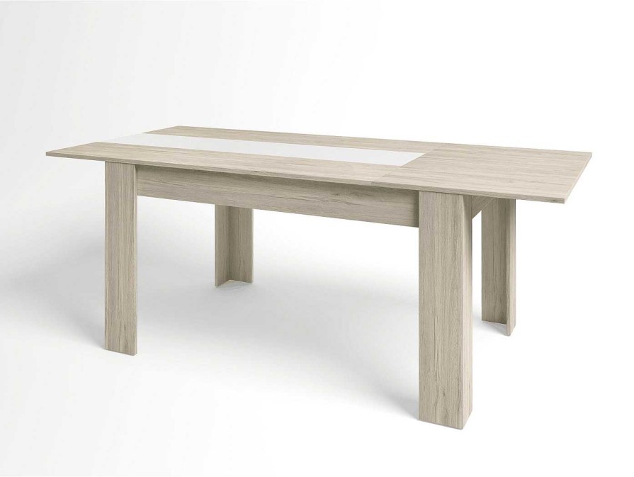 Salones Merkamueble | Mesa Rectangular Extensible 160 Cm Color Sahara-Blanco Mate