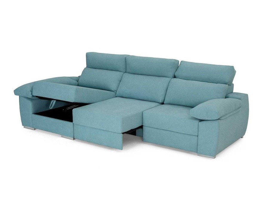 Sof S Merkamueble | Chaise Longue Con Asientos Deslizantes Tapizado Azul