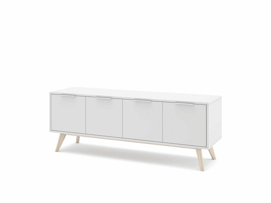 Salones Merkamueble | Mueble Tv 4 Puertas Color Blanco-Cera Blanca