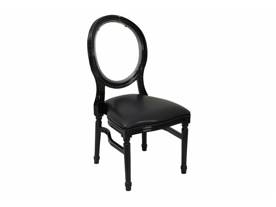 Salones Merkamueble | Silla Luis Xv Color Negro-Respaldo Transparente