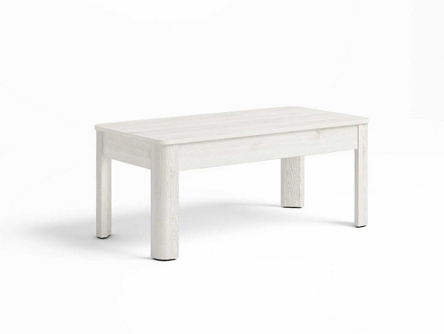 Salones Merkamueble | Mesa De Centro Elevable De 100 Cm Color Blanco Nordic