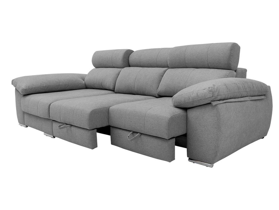 Sof S Merkamueble | Chaise Longue Izquierdo Con Asientos Deslizantes De Carro Tapizado Gris