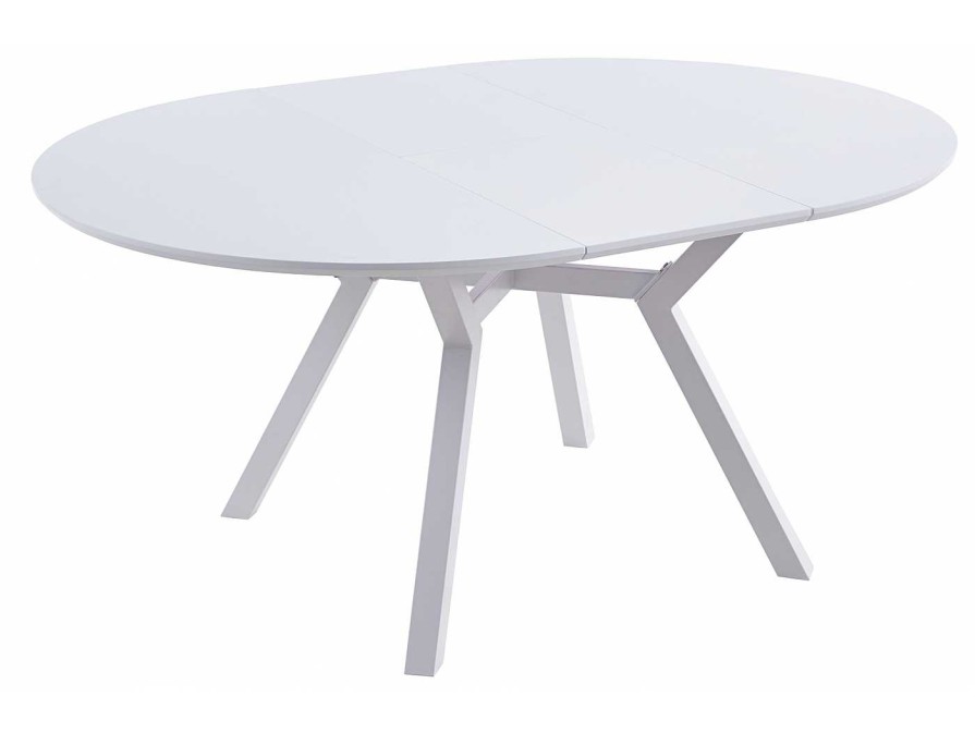 Salones Merkamueble | Mesa Comedor Redonda Extensible De 120 Cm Color Blanco