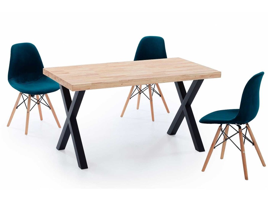 Salones Merkamueble | Mesa Comedor Fija De 140 Cm Patas En X Color Roble-Negro