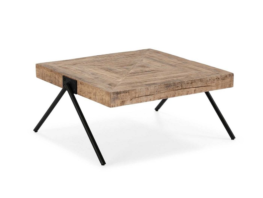 Salones Merkamueble | Mesa Centro Madera Mango De 86 Cm Color Natural-Negro