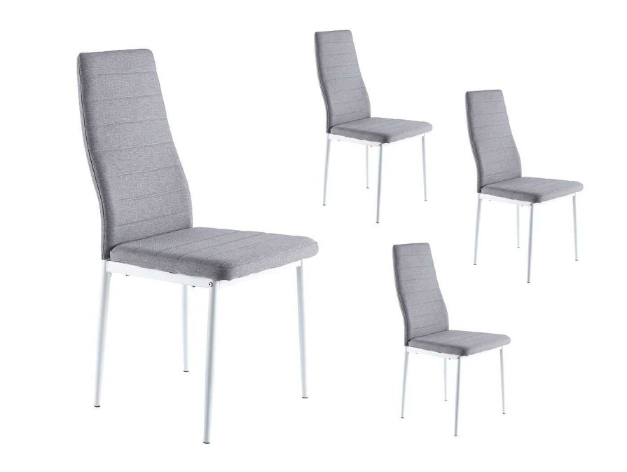 Salones Merkamueble | Pack 4 Sillas De Comedor Color Gris-Blanca