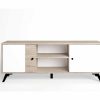 Salones Merkamueble | Mueble Tv 2 Puertas Y 2 Huecos Color Sahara-Blanco Mate