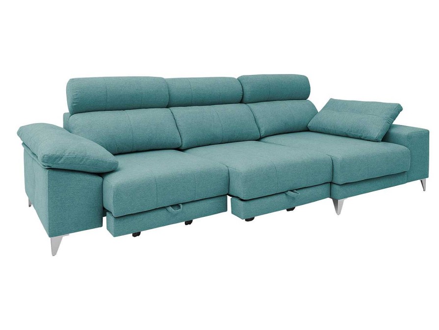 Sof S Merkamueble | Chaise Longue Derecho Con Asientos Deslizantes De Carro Tapizado Verde