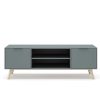 Salones Merkamueble | Mueble Tv 2 Puertas Y 2 Huecos Color Verde Kaki-Cera Blanca