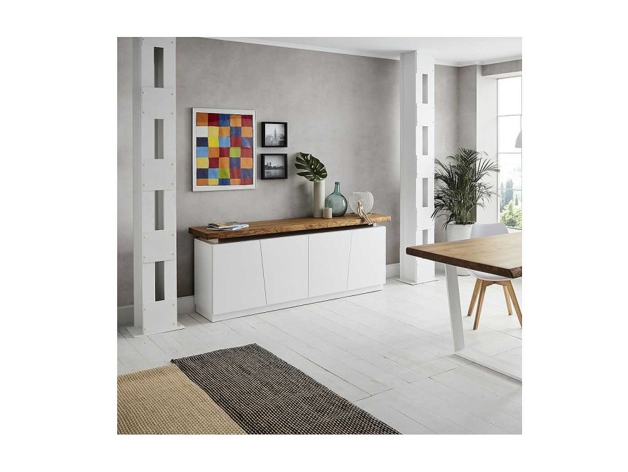 Salones Merkamueble | Buffet Aparador Con Frente 4 Puertas Color Blanco-Caramelo