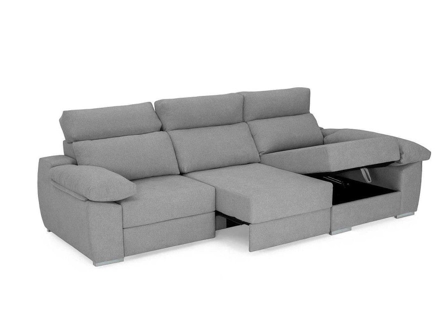 Sof S Merkamueble | Chaise Longue Con Asientos Deslizantes Tapizado Gris