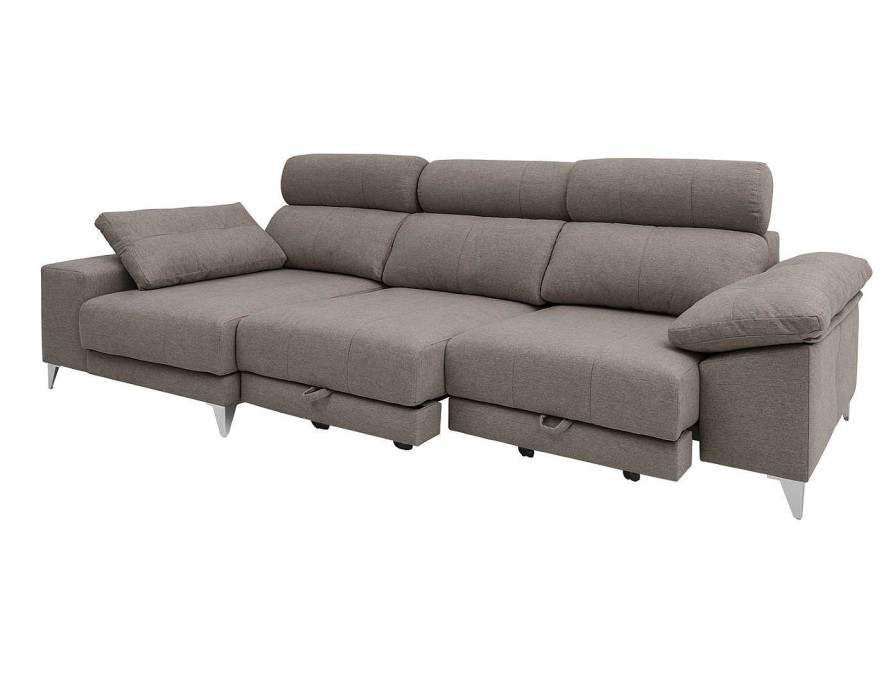 Sof S Merkamueble | Chaise Longue Izquierdo Con Asientos Deslizantes De Carro Tapizado Gris