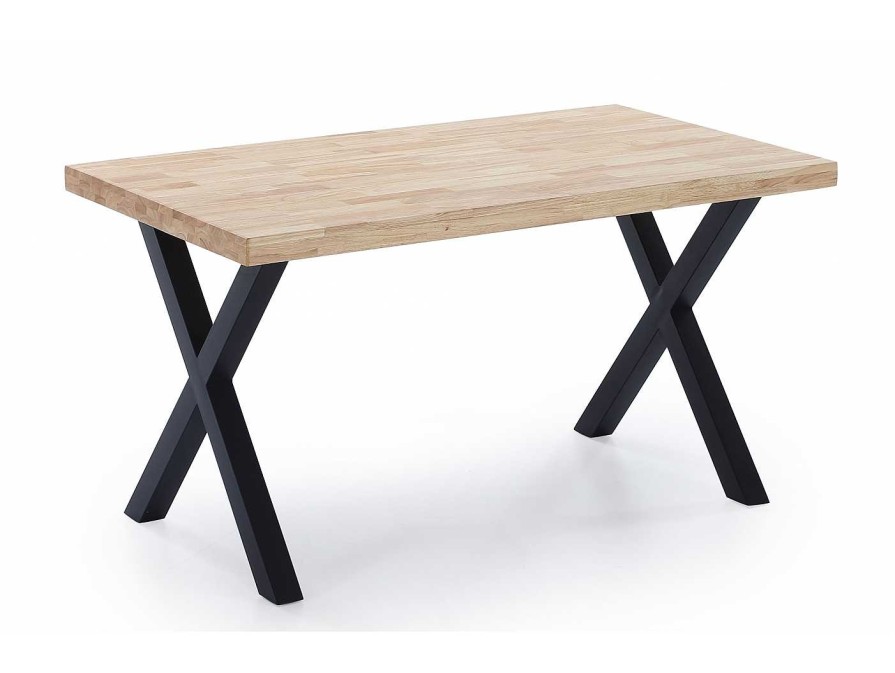 Salones Merkamueble | Mesa Comedor Fija De 140 Cm Patas En X Color Roble-Negro