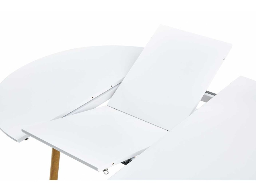 Salones Merkamueble | Mesa Comedor Redonda Extensible De 100 Cm Color Blanco-Roble