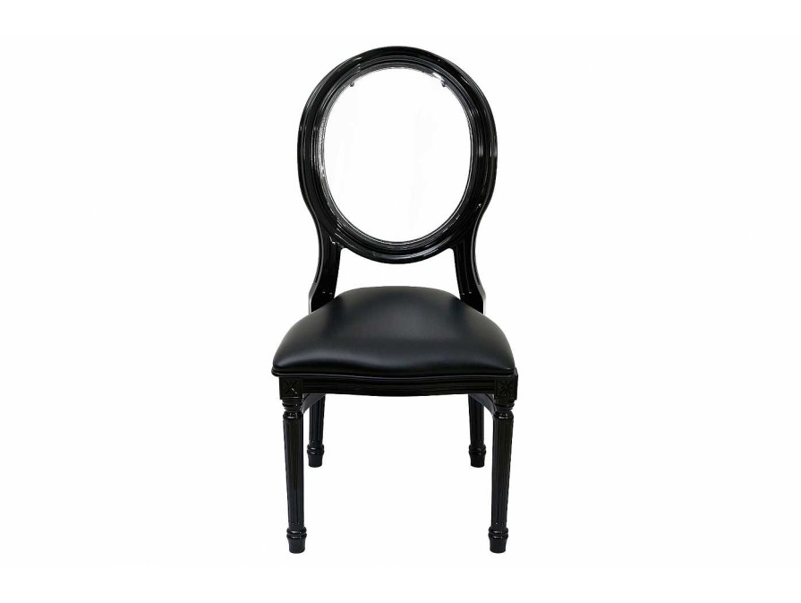 Salones Merkamueble | Silla Luis Xv Color Negro-Respaldo Transparente