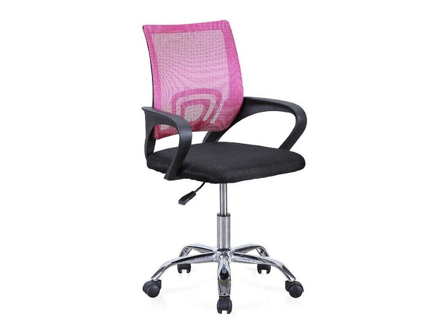 Juveniles Merkamueble | Silla De Oficina Giratoria / Elevable Y Con Refuerzo Lumbar Color Negro / Rosa