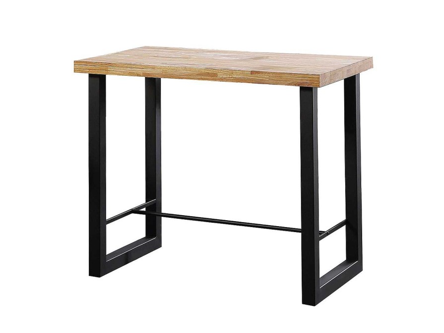 Mesas Merkamueble | Mesa Alta Con Tapa De Madera Color Roble Nordish - Negro